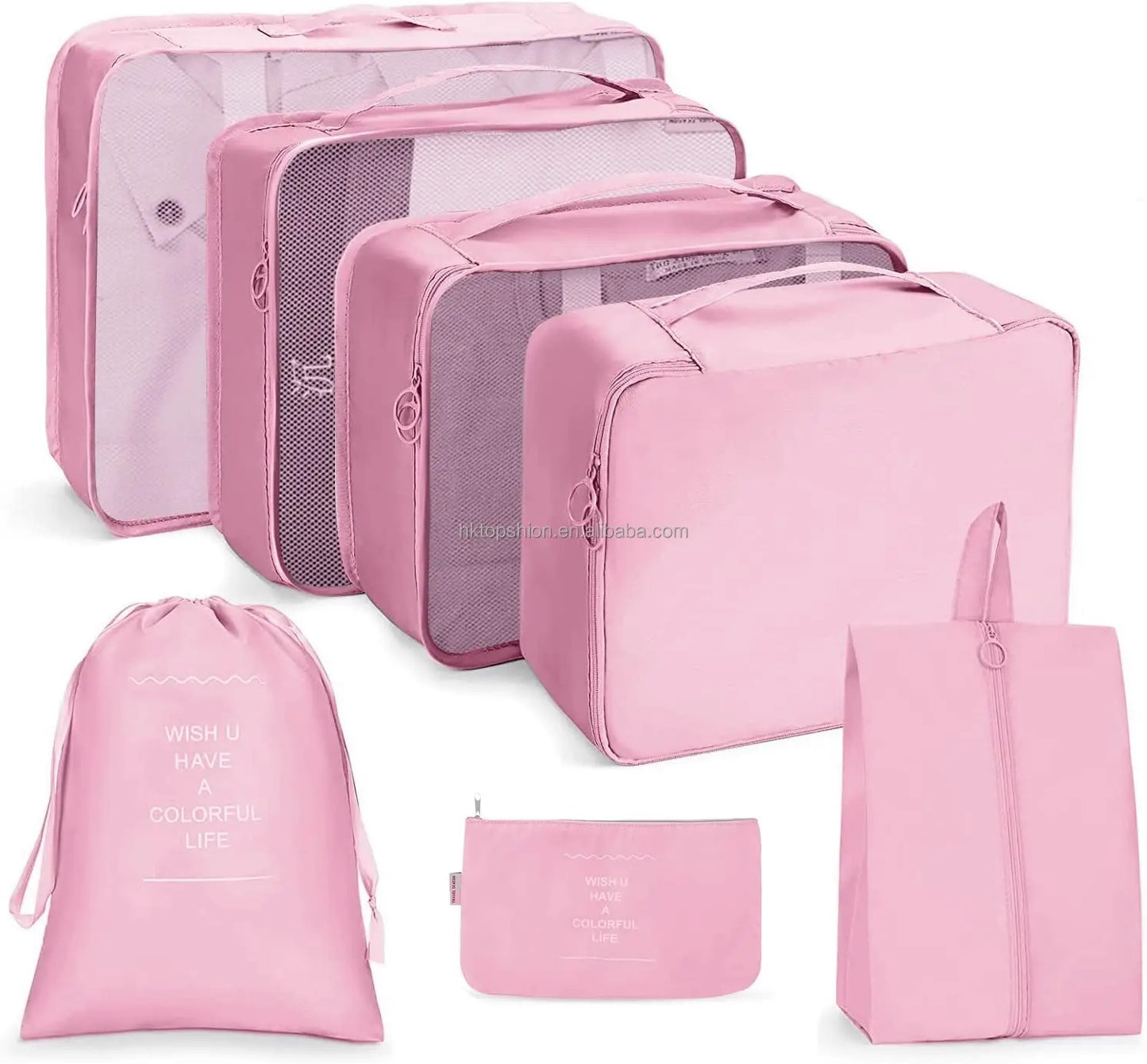 Organizador Kit Viajero 7 Unids Rosado